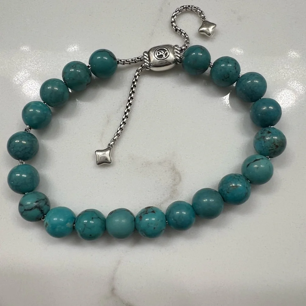 David Yurman 8mm Spiritual Beads Turquoise Bracelet - Picture 1 of 7